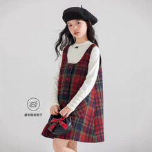 女童背心裙2025秋冬新款中大儿童亲子春秋季毛呢背带裙宝宝春秋裙