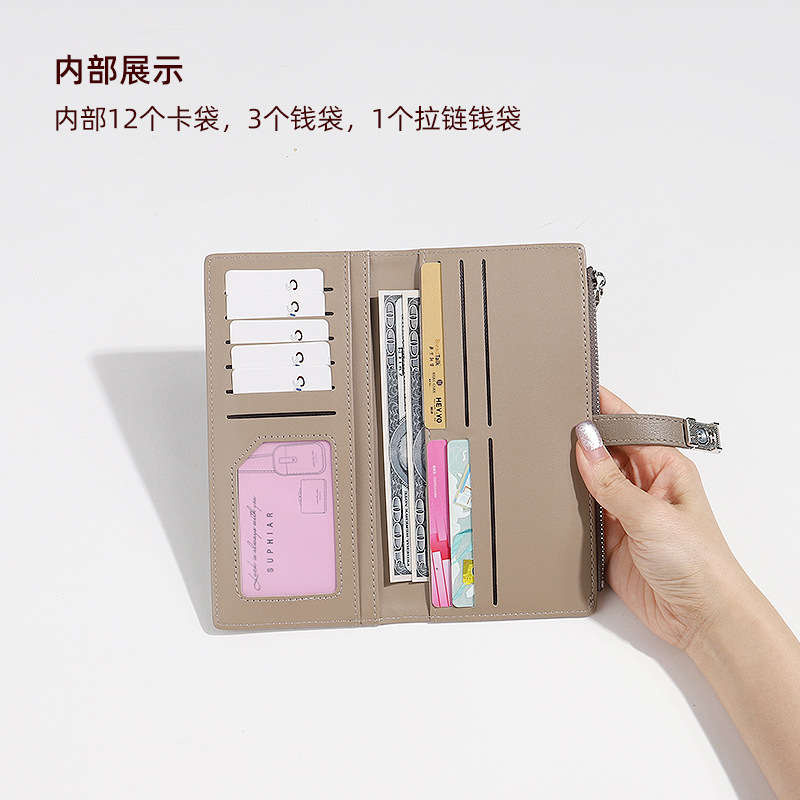 2023 otoño e invierno nuevo pu Internet celebridad moda larga cartera nicho diseño magnético hebilla enlace alto sentido largo cartera de las mujeres