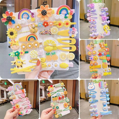 Korean Children's Hair Clips Cartoon Hair Accessories Set Cute Hair Pin Handmade Dopamine Girl Hair Decoration Wholesale