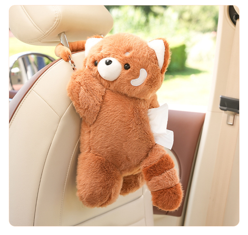 Plush Rabbit Car Tissue Box Car Armrest Box Paper Box Hanging Cute Car Tissue Extraction Decoration Supplies