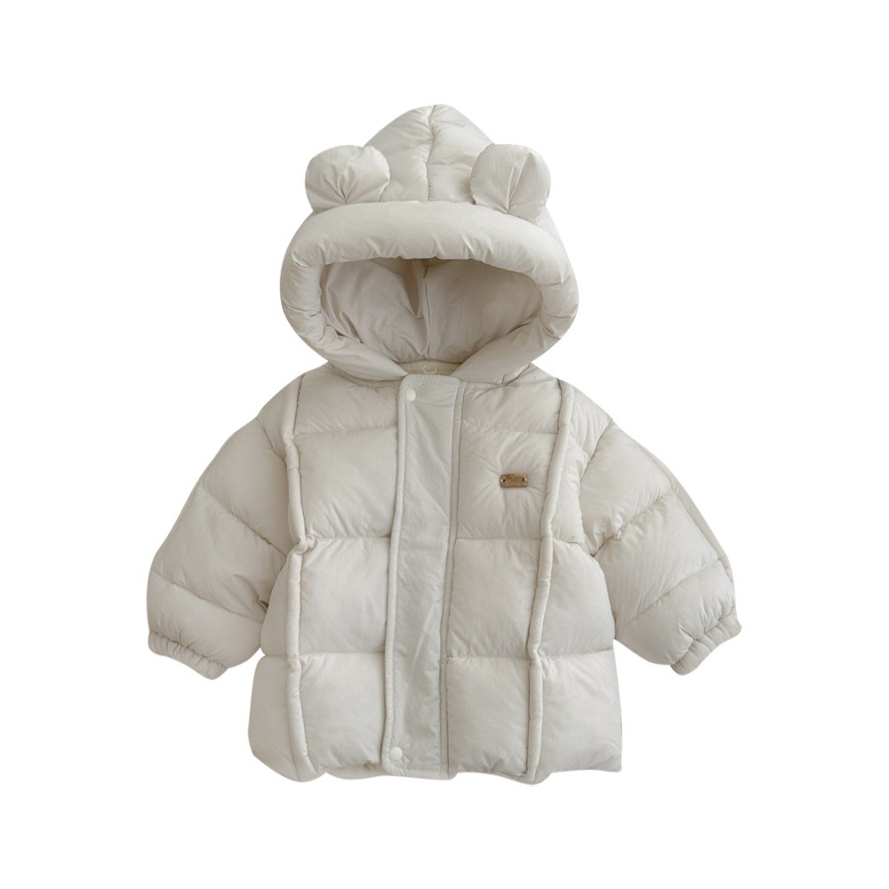 [Estilo personalizado] Ropa de algodón para bebé Ropa de invierno para hombres y bebés Cute Bear Plus Chaqueta acolchada de terciopelo Ropa de salida para bebés coreanos