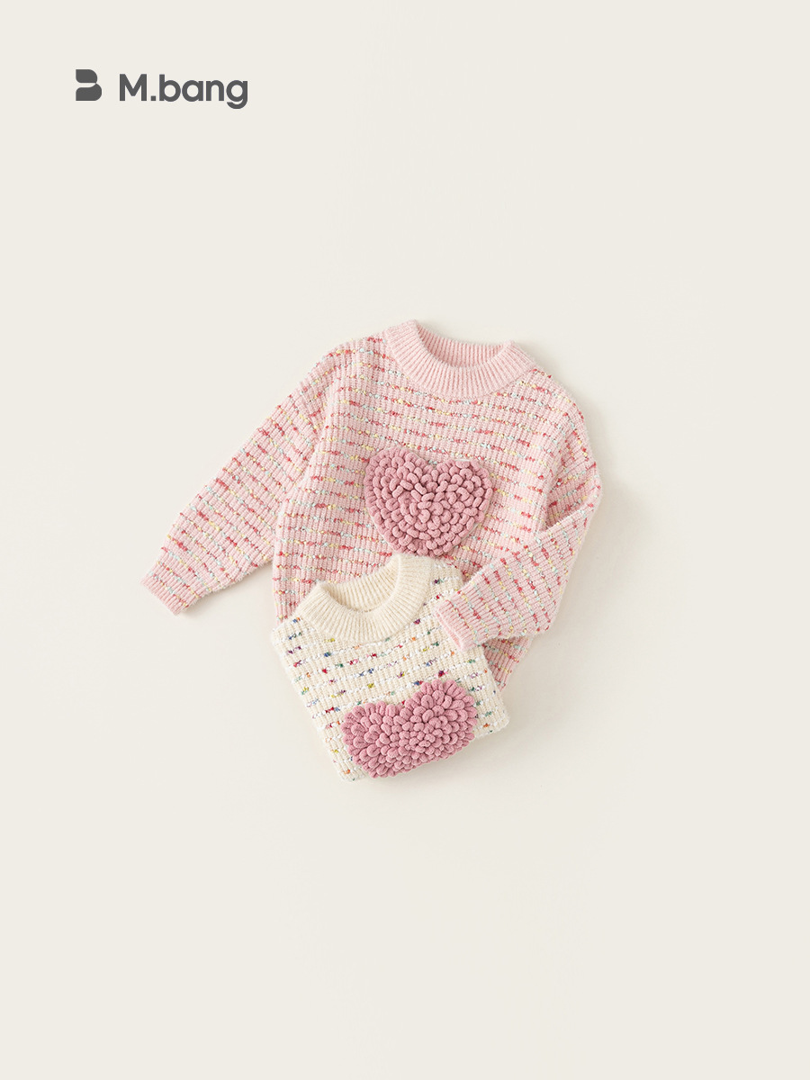Yoobao ropa infantil suéter para niños 2026 primavera y otoño nuevo viento dulce niñas bebés amor camisa de punto para niños