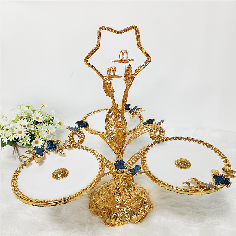 세 머리 회전 나비 세라믹 과일 접시