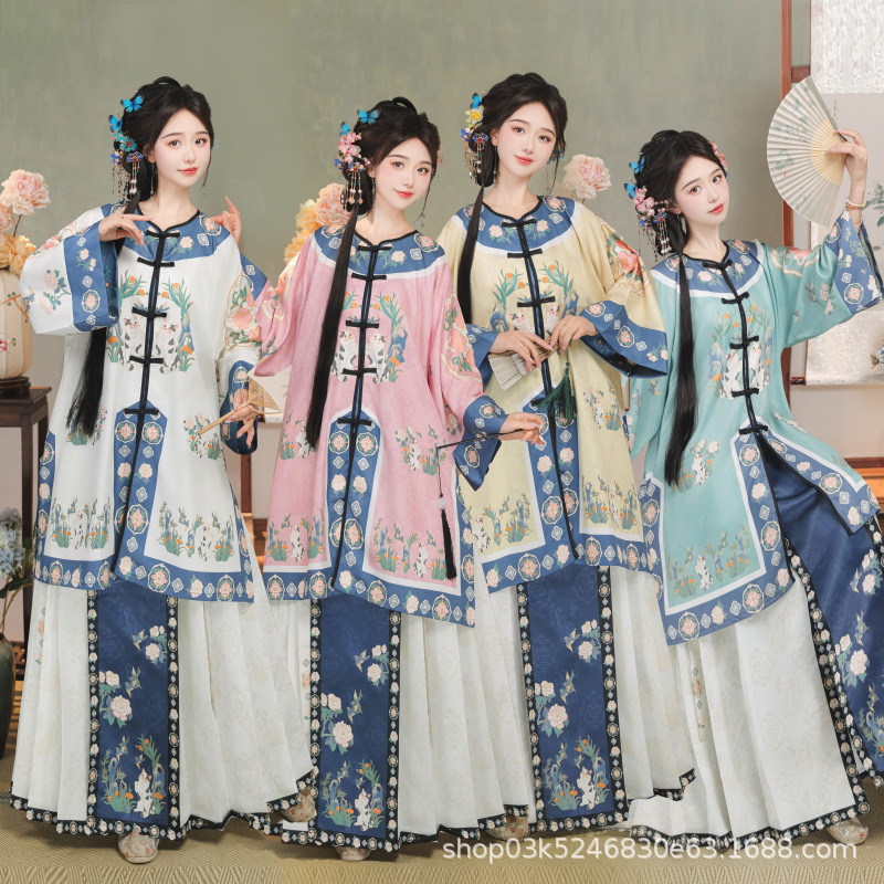 New Cat God Original Qing Han Women's Collar Crewneck Non-Han Clothing Retro Style Ethnic Costume Qing Dynasty Court suit