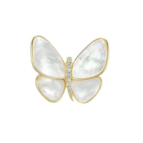 High-end temperament Meng Wanzhou's same style butterfly brooch, natural sea mother-of-pearl freshwater pearls, exquisite suit corsage accessories