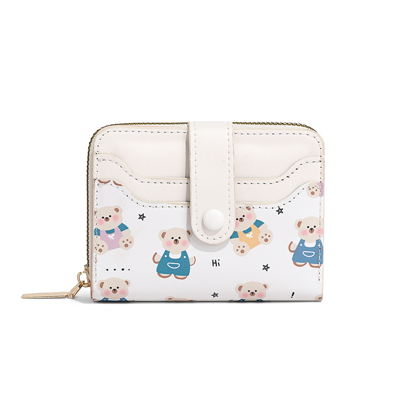 Nuevo tipo de billetera de mujer encantadora impresión de dinosaurio botón corto anti-damagnetismo multi-tarjeta de gran capacidad cartera de alto nivel