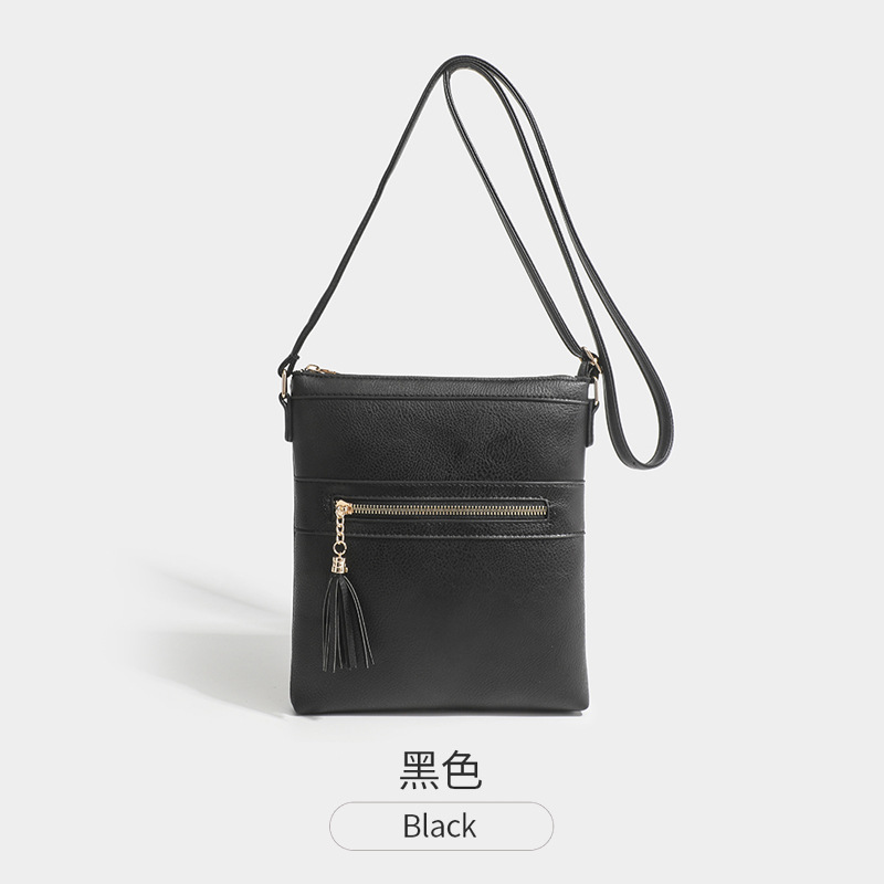 Damestas voor de handel in het buitenland, lente 2024, met enkele ritssluiting en kwastje, kleine retro modieuze crossbody schoudertas._voghion.com