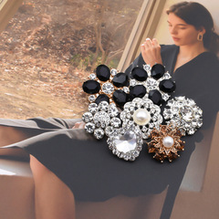 金屬紐扣水鑽扣鑲鑽毛衣開衫外套花型黑鑽水晶連衣裙裝飾扣子