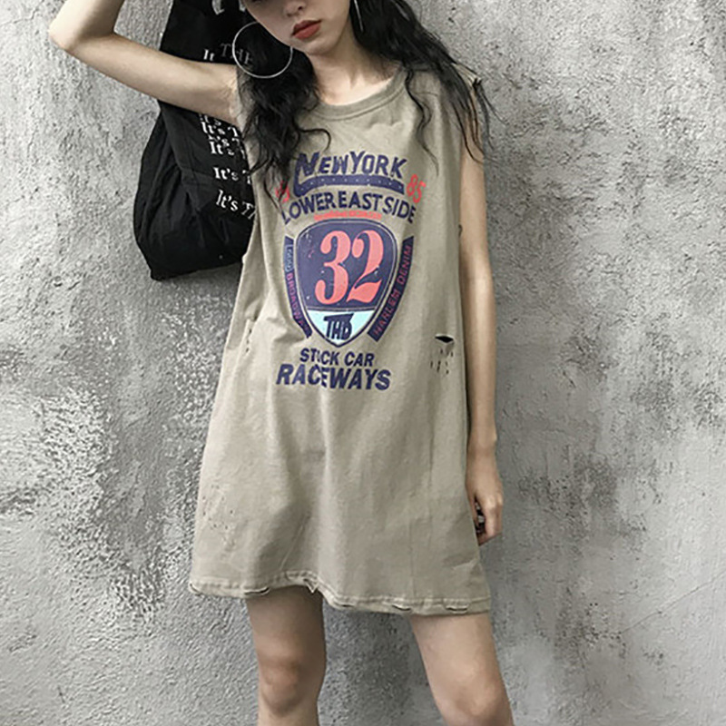 6535 Cotton Camisole Sleeveless T-Shirt for Women Summer Outer Wear Korean Style Trendy Couple Student Basketball Uniform Loose Bf Style