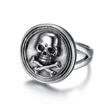 欧美跨境饰品 男士复古不锈钢骷髅头戒指 时尚个性骷髅钛钢戒指