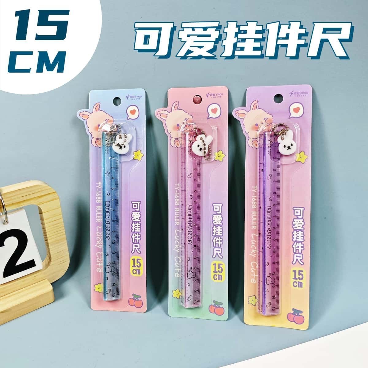 高颜值可爱挂件尺15cm直尺学生专用尺子双刻度彩色三棱尺透明直尺