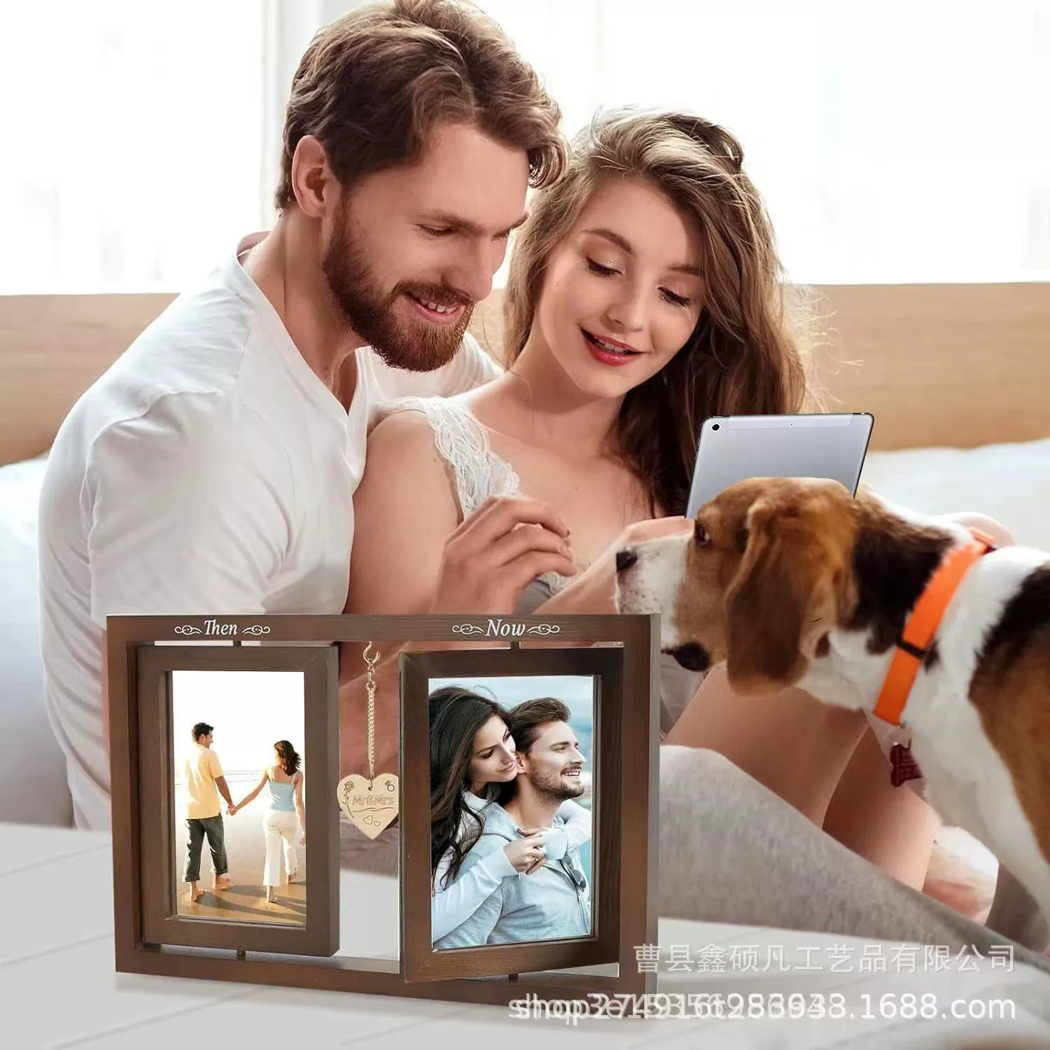 Новая американская фоторамка Любовь деревянная вращающаяся двойная рамка Творческая фоторамка для гостиной подарок кадр фоторамка для украшения рабочего стола
