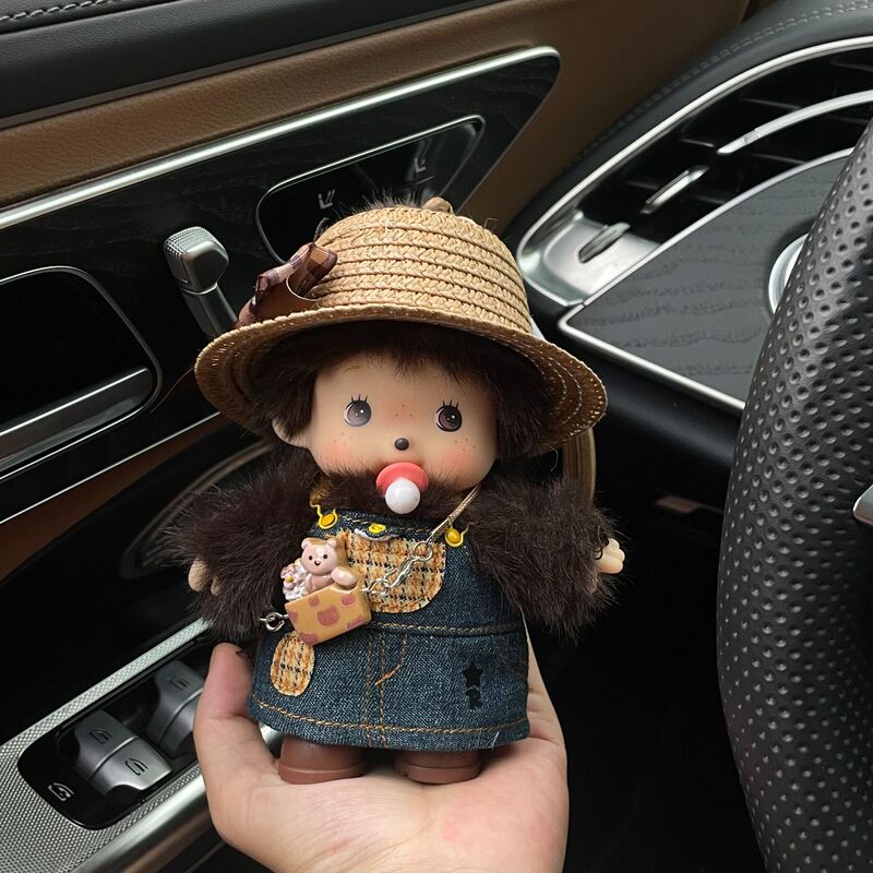 Walker Genuine 15cm Monchhichi Monkey Bag Small Pendant Kindergarten Gift Dress-Up Plush Toy