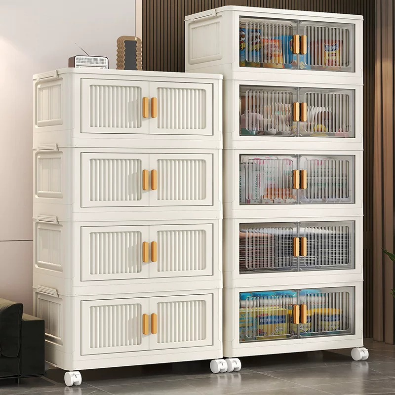 Folding Multi-Layer Storage Cabinet, Free-Standing Plastic Organizer, 1–6 Layers, No Installation
