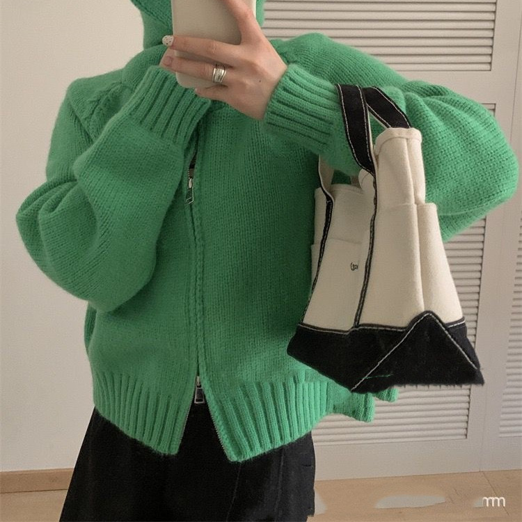 24 invierno Puyuan vientos de puerto doble cremallera suéter de manga larga chaqueta de mujeres perezosas de otoño superior