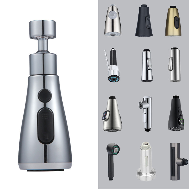 Kitchen Pull-Out Faucet Accessories Spray Head Water Tank Sink Dishwashing Basin Multi-Functional Splash-Proof Extension Spray Nozzle