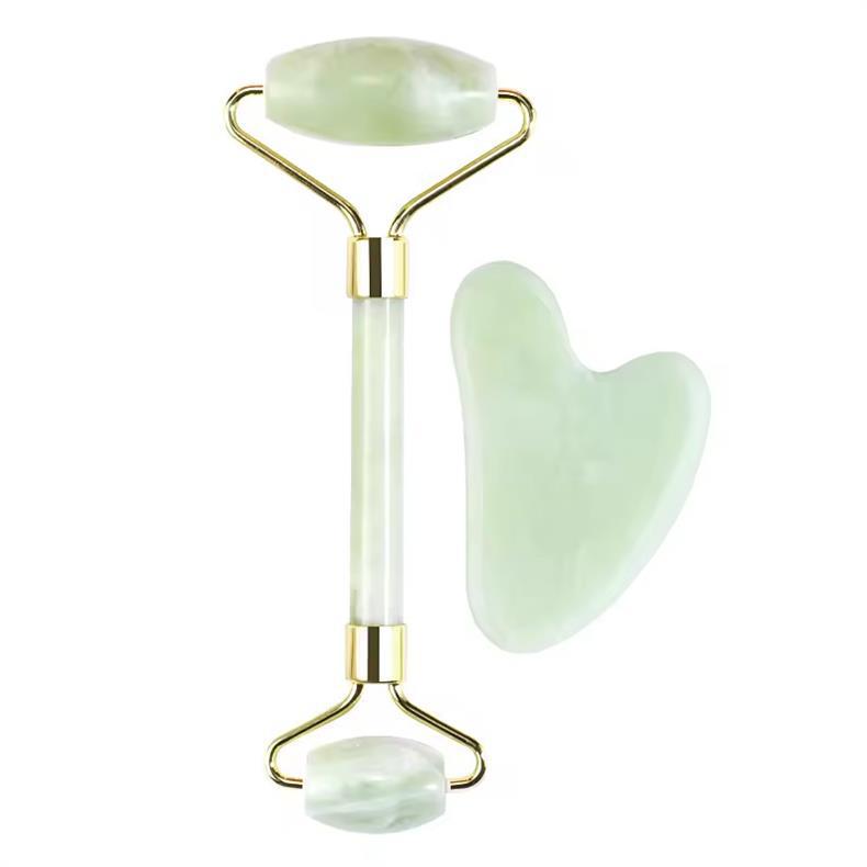 Amazon Pembe Kristal Jade Çift Başlı Masaj Rulörü Kalp Şekli Kazıyıcı Özel Masaj Kazıyıcı Taş Stokta