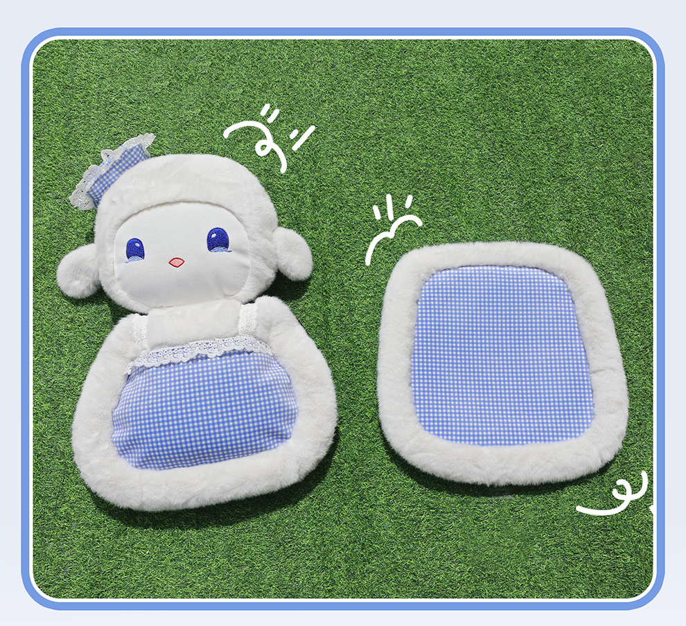 Cute little sheep plush toy, autumn and winter version, soft plush with lace trim, universal car seat cushion, cartoon doll interior accessory