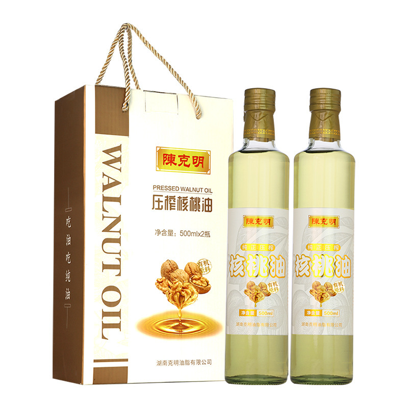 陈克明有机核桃油500ml*2DHA一级物理压榨商用礼盒装厂家直销批发|undefined