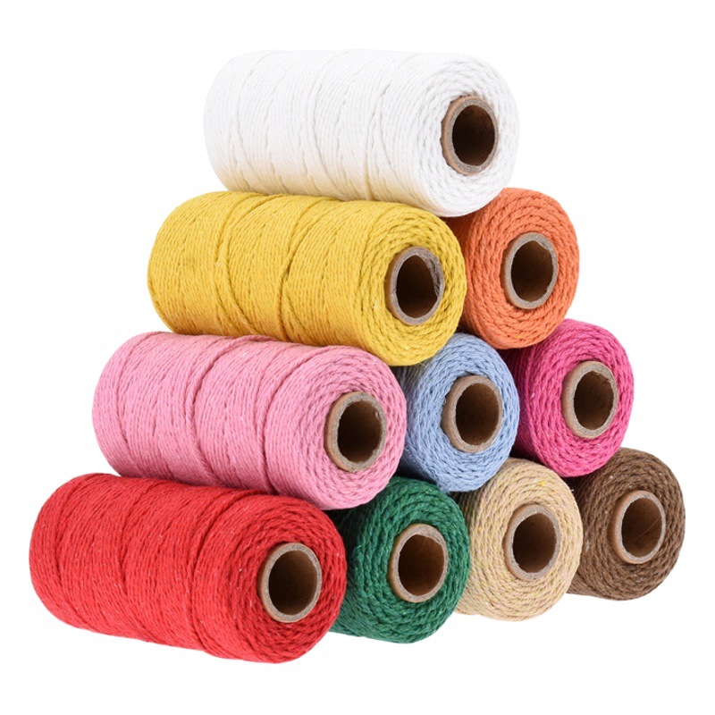 2mm hecho a mano DIY cuerda de algodón colorido tejido cuerda de encuadernación tapiz material decorativo cuerda etiqueta en Stock M