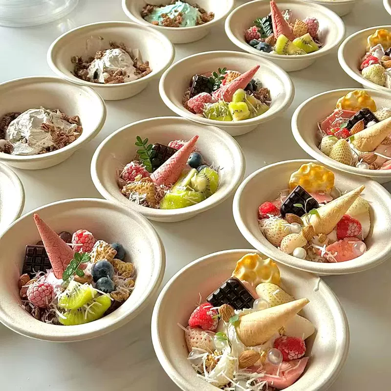 一次性碗整箱批发希腊冷萃ins酸奶碗商用摆摊纸碗刨冰碗绵绵冰碗