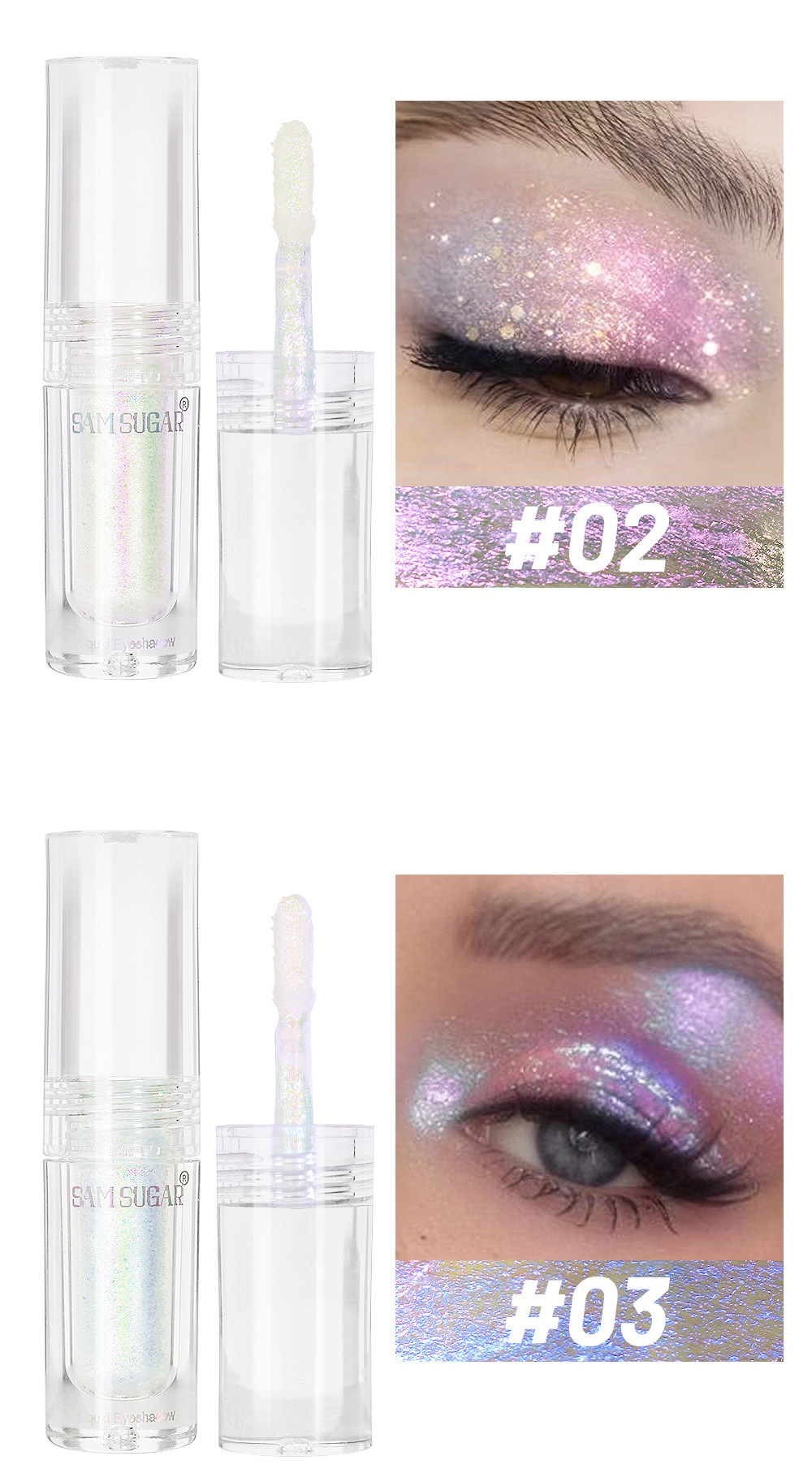 SAM SUGAR Chameleon Pearlescent Liquid Eyeshadow, Farbwechselnd, Aufhellend, Feiner Glitzer, Festtags-Look_voghion.com