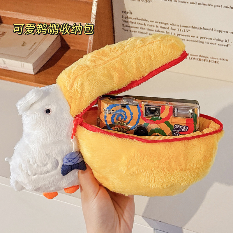 Mini Carry-On Bag, Headphone Bag, Coin Purse, Cosmetic Bag, Travel Storage Bag, Cute Pelican Big Mouth Bag, Camera Bag