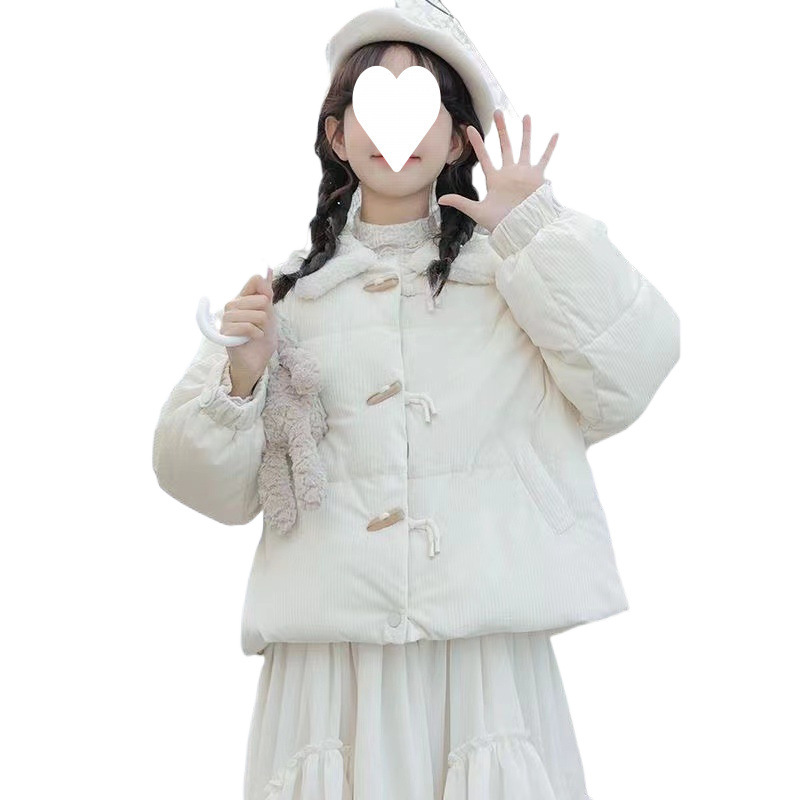 Blue winter cute short down jacket, 2023 collection, for teenagers