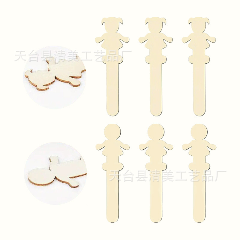 Graffiti de madera, mano, educación temprana para niños, pintura de bricolaje, stickman en blanco, piezas de madera, artesanías decorativas hechas a mano