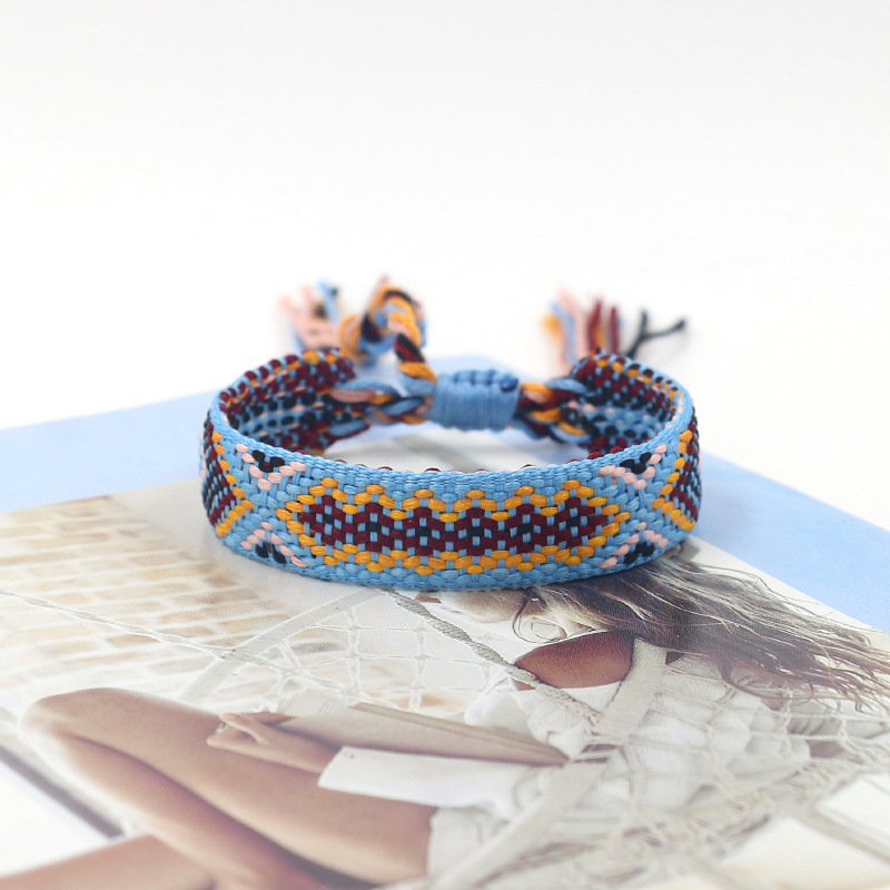 Nueva Cruz-frontera popular de color bohemio tejido pulsera fans correa de muñeca pulsera de la Amistad artística