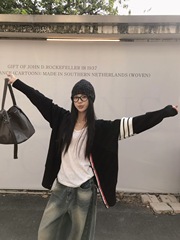 2025年韩版新款日常通勤宽松休闲百搭简约针织衫慵懒风外套毛衣女