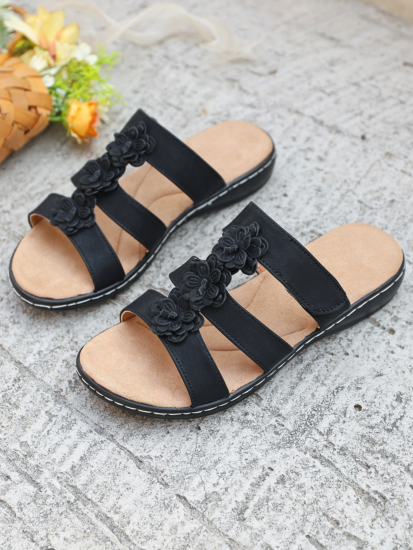 Women's Summer Floral Beach Sandals With Thick Sole Platform_voghion.com