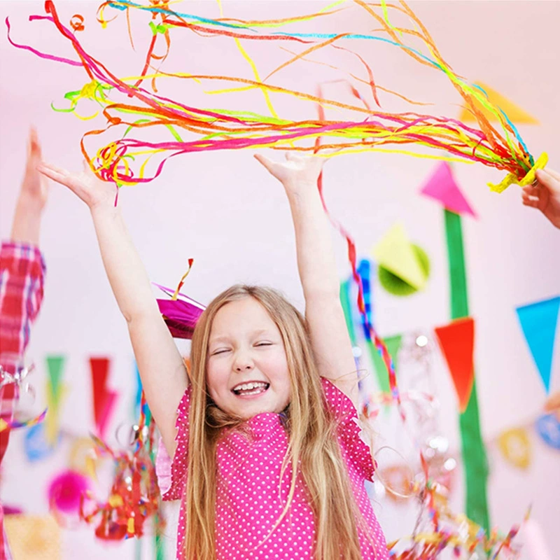 Hand‑pull ribbon streamer, multi‑color, 30 or 360 heads, flame‑retardant option