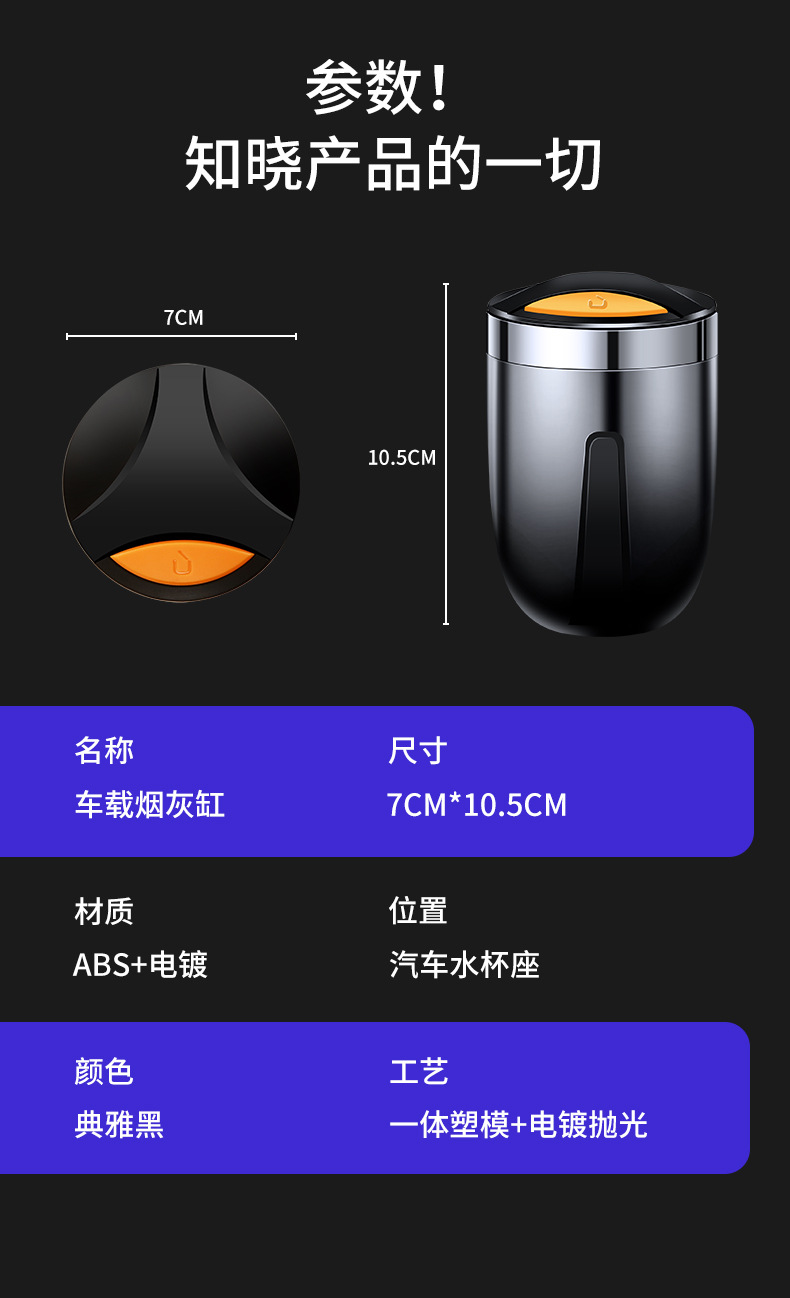 Car Supplies Ashtray with Cover, Creative and Personalized Multi-Functional Door, Universal In-Car Ashtray, Leak-Proof
