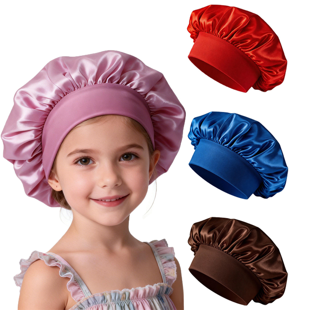 Amazon ventas transfronterizas europeas y americanas gorras de dormir de seda elástica gorras redondas gorras de pelo para bebés