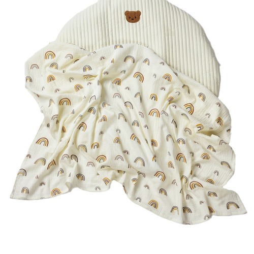 Bear Print Covering Blanket Pure Cotton Double Layer Gauze Blanket for Baby and Toddler, Baby Blanket Bath Towel, Infant Wrap Blanket