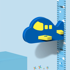 3d立體飛機身高貼寶寶兒童身高測量尺磁吸測量儀卡通牆貼紙可移除