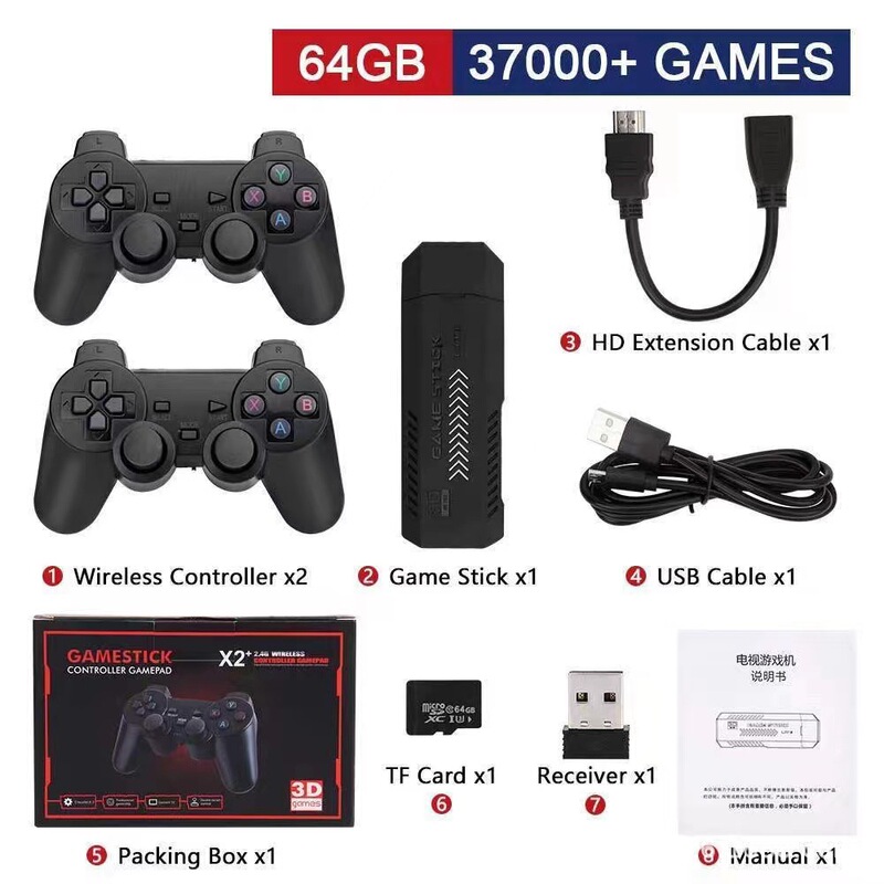 Cross-Border Hot-Selling Product X2Plus Home Game Console, Latest Upgraded Version with Cooling Vents, Wireless Controller Games
