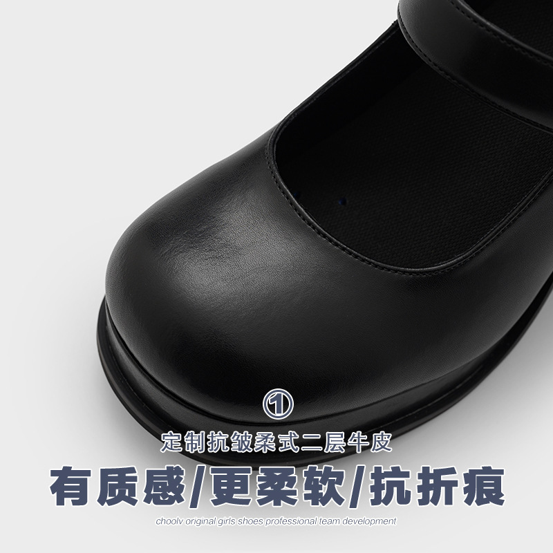 First-Time Wear Cotton and Linen Small Leather Shoes for Women 2026 New Thick-Heeled College Style Jk Shoes French Retro High-Heeled Mary Jane Shoes