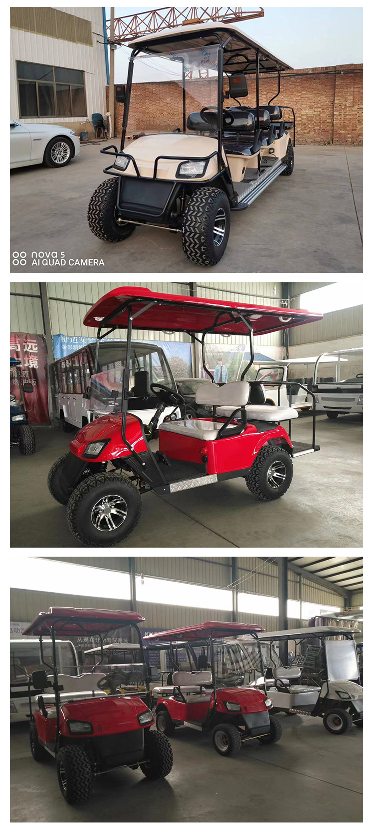 Electric Golf Carts for B&Bs, Resorts, Reception Areas, Factories, Tourist Attractions, and Airport Shuttles; Electric Sightseeing Vehicles