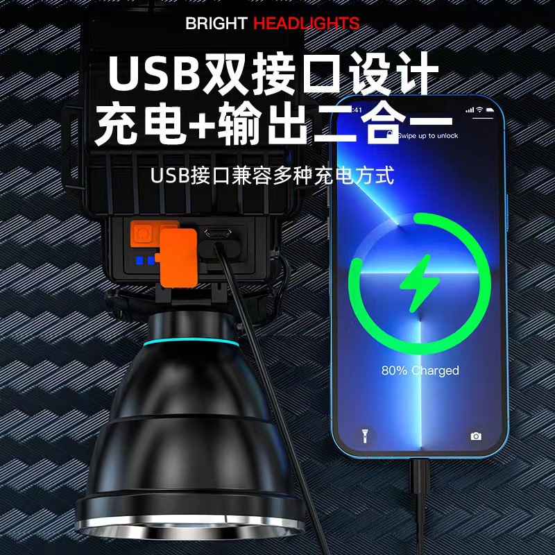 Linterna Frontal LED de Alta Potencia Transfronteriza, Ultra Brillante, de Gran Capacidad, Recargable y de Larga Duración, Herramienta de Iluminación para Mineros