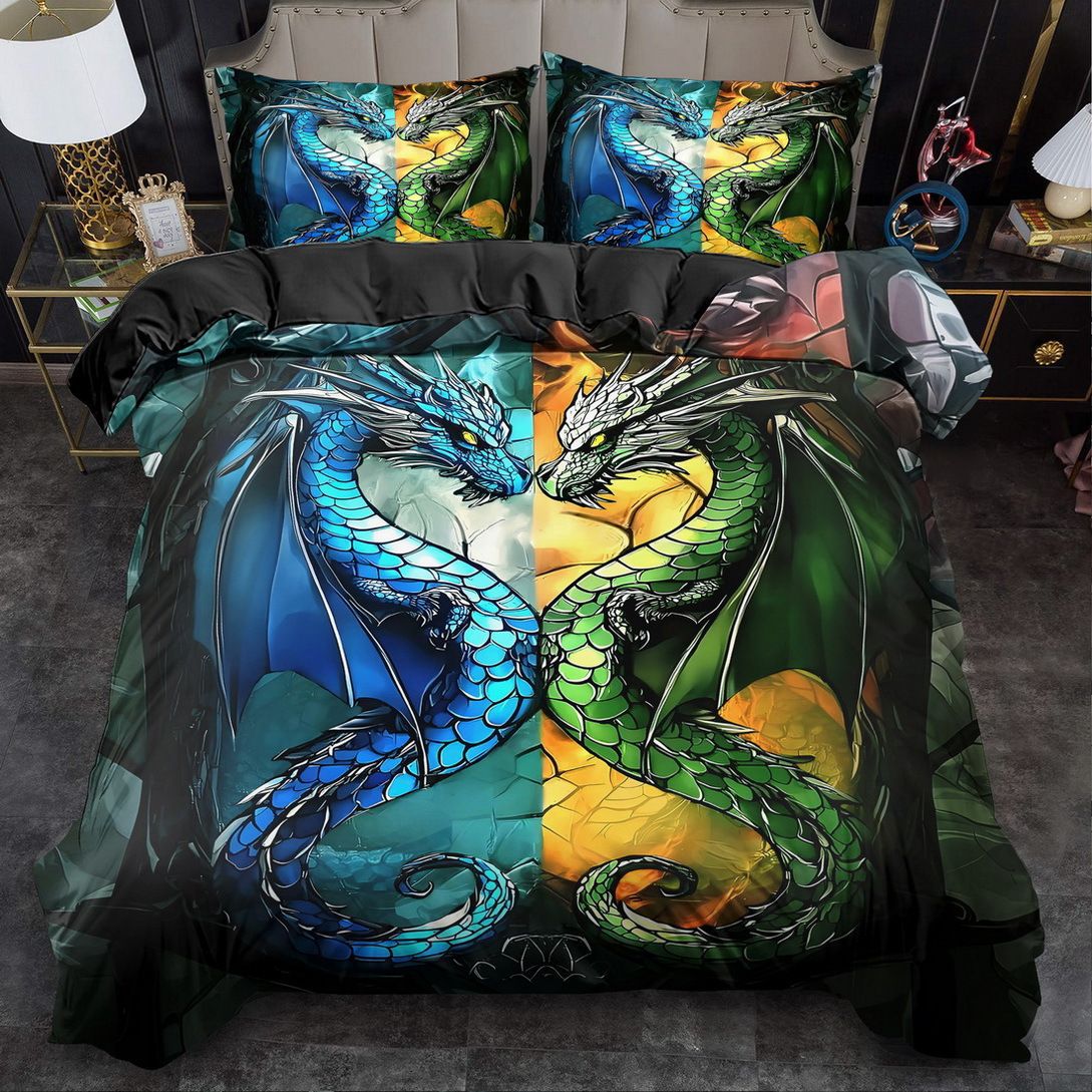 TEMU / JIT transfronterizo explosión molienda impresión digital kit de edredón textil en blanco y negro dibujo de dragón en forma de corazón se puede fijar