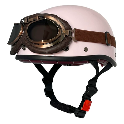 Motosiklet kaskı (dəbilqə) – men's and women's half helmet - pink-copper-mirror-m