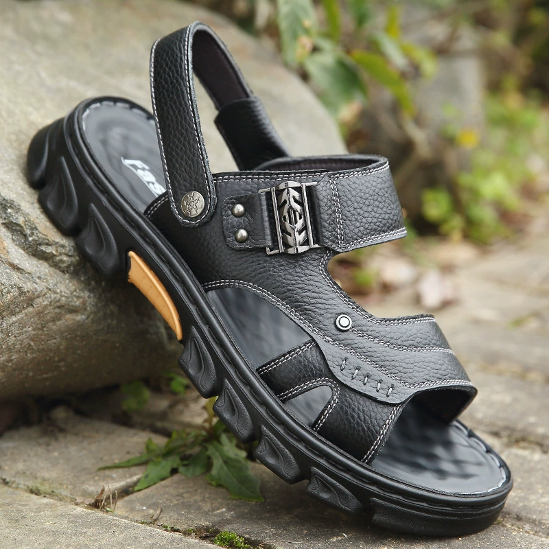 Весной и летом новые мужские сандалии на мягком подошве дикие удобные дышащие пляжные туфли легкие износостойкие папа рабочие тапочки