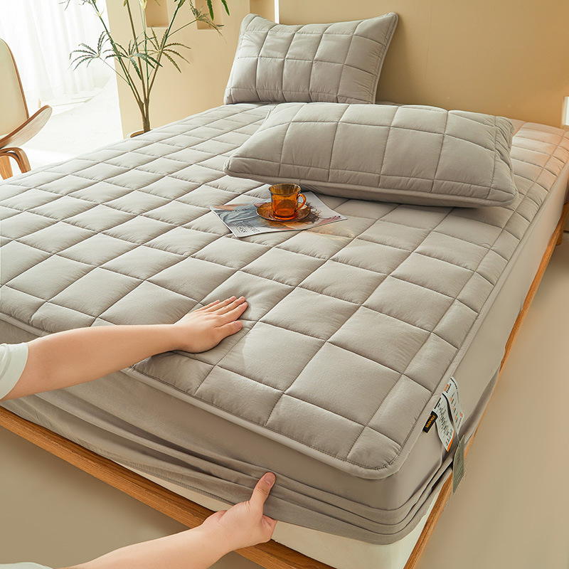 2024 nuevo estilo suave y agradable para la piel de algodón de doble cara cubierta de cama a prueba de polvo cubierta protectora de colchón acolchado con todo incluido cuatro estaciones