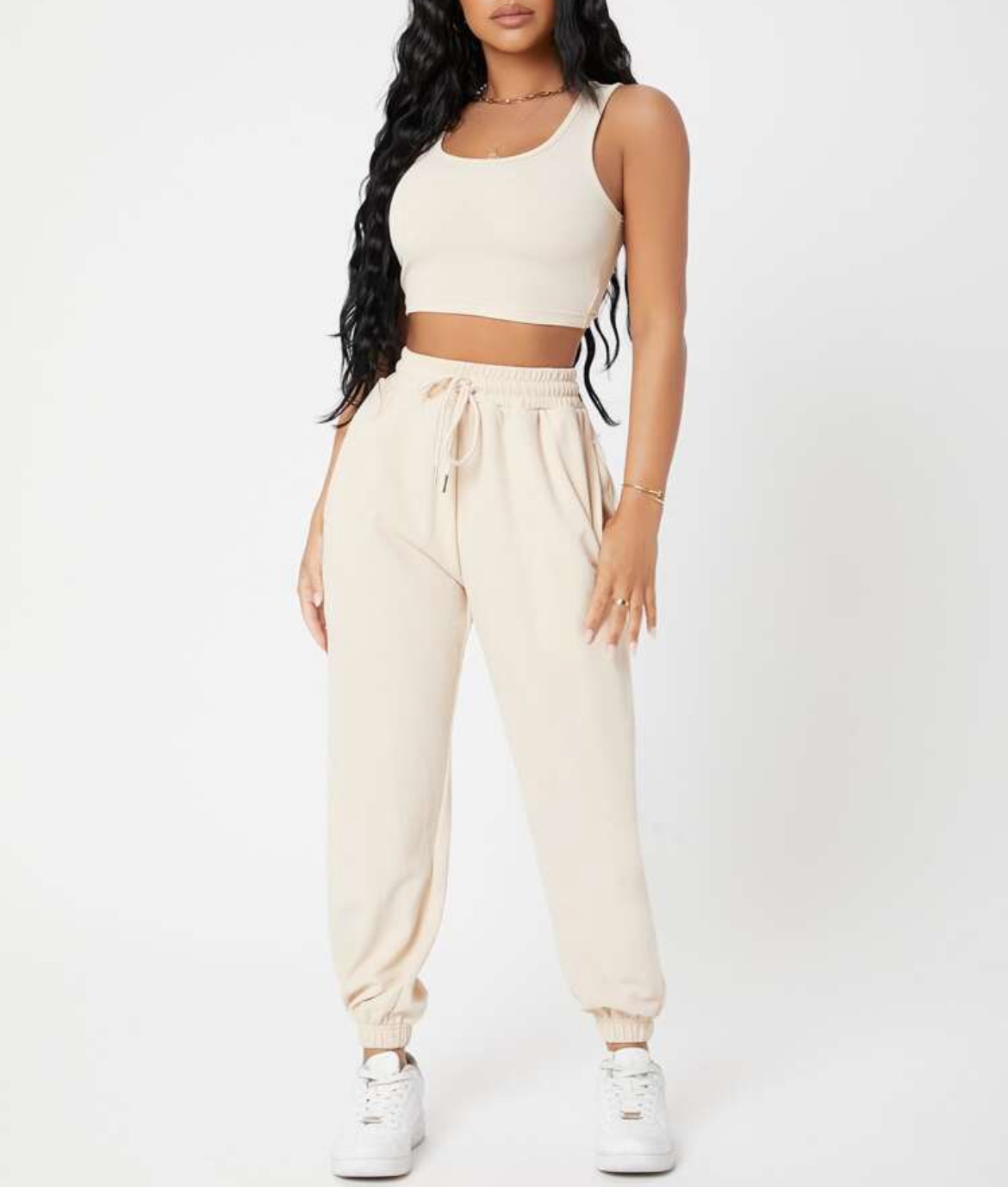 490g Weight Sleeveless Sleeve Length Polyester Fabric Type Pants Sets Sets Type 2 Pieces Set Quantity Casual, Daily Occasion Round Neck Neckline Breathable Function Skinny Fit Type Solid Color Pattern Summer Season Women's Gender Streetwear, Sport Style Style Women's Streetwear Sport Style Solid Color Polyester Round Neck Tracksuit 24