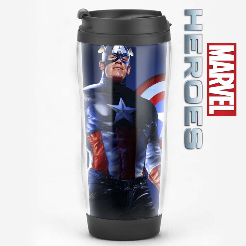 Equipo de EE. UU. Película de superhéroes que rodea al Capitán América Regalos Recuerdos de los fanáticos Taza de agua Taza de café con tapa