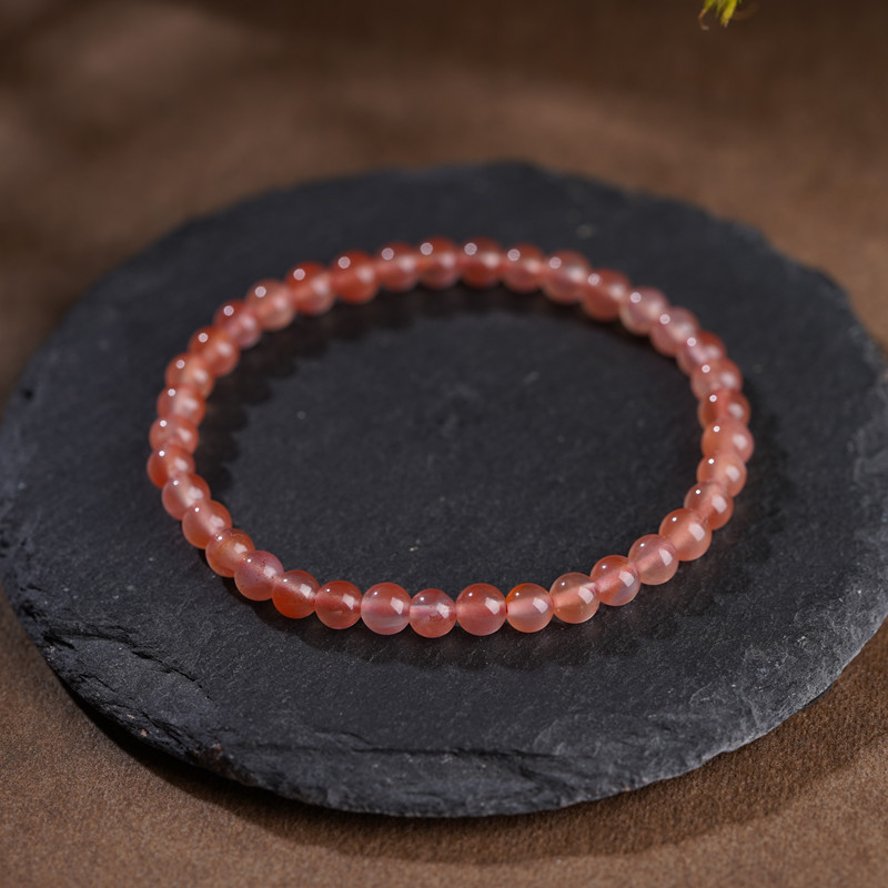 Natural South Red 6mm Single Circle Bracelet Design Sense Healing Fashion Simple Male and Female Style First Jewelry Elegant