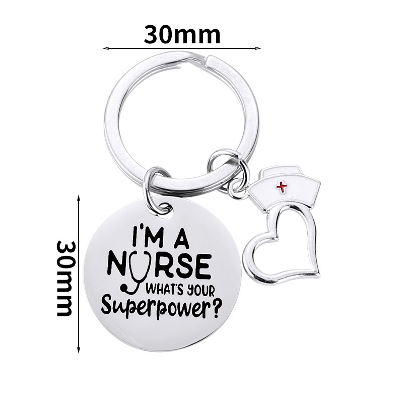 Llave colgante de acero inoxidable estilo europeo y americano regalo médico enfermera llavero festival logo pequeño