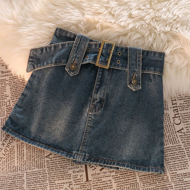 Denim Skirt Women's 2023 Summer New Arrival Retro All-Match Fashion Spice Girl's Short Skirt Hip Skirt Skirt